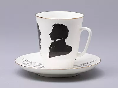 Чашка с блюдцем 165 мл форма Майская рисунок Русские писатели Пушкин, арт. 81.31157.00.1