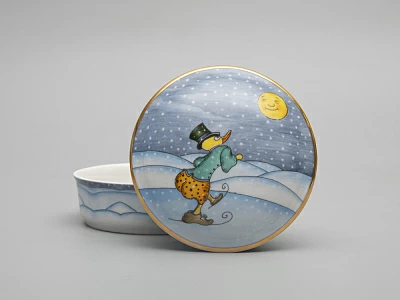 Туалетная коробочка форма Круглая рисунок Зима. Утенок арт. 81.31063.00.1