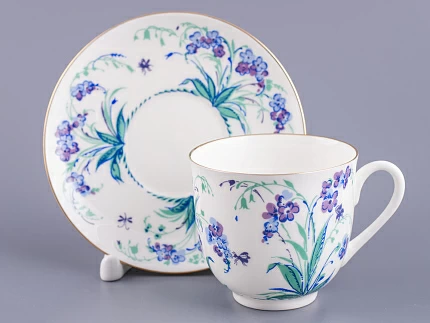 Чашка с блюдцем кофейная 180 мл форма Ландыш рисунок Незабудки арт. 81.10781.00.1