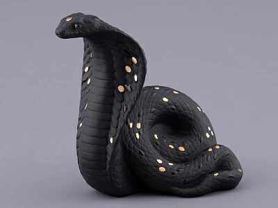 Скульптура форма Кобра, большой размер, в подарочной упаковке, рисунок Черное золото, арт. 81.32914.00.1