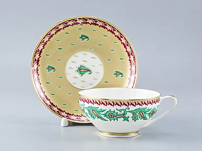 Чашка с блюдцем чайная 300 мл форма Купольная рисунок Восточный цветок арт. 81.28103.00.1