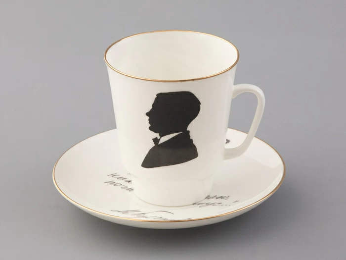 Чашка с блюдцем 165 мл форма Майская рисунок Русские писатели Булгаков, арт. 81.33387.00.1, 