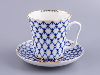 Бокал с блюдцем Ленинградский Кобальтовая сетка 360 мл арт. 81.13955.00.1