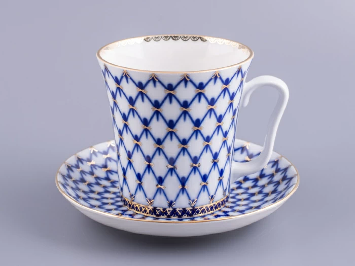 Бокал с блюдцем Ленинградский Кобальтовая сетка 360 мл арт. 81.13955.00.1, 