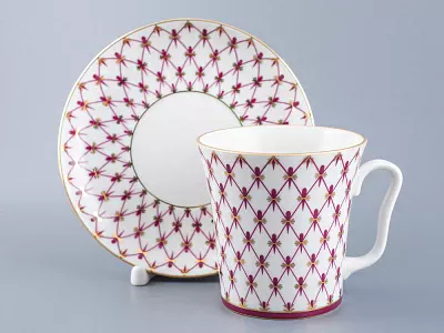 Бокал с блюдцем форма Ленинградский рисунок Сетка-Блюз 2 арт. 81.24769.00.1