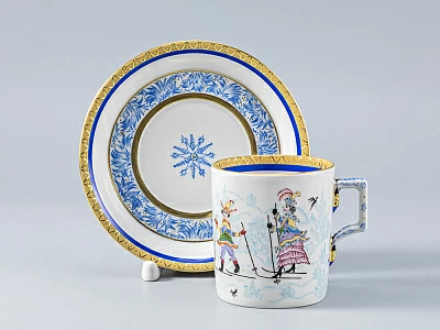 Сервиз чайный Гербовая Зимние забавы, 6 персон 15 предметов, арт. 81.14057.00.1