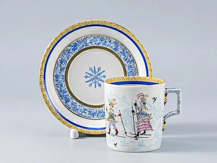 Сервиз чайный Гербовая Зимние забавы, 6 персон 15 предметов, арт. 81.14057.00.1