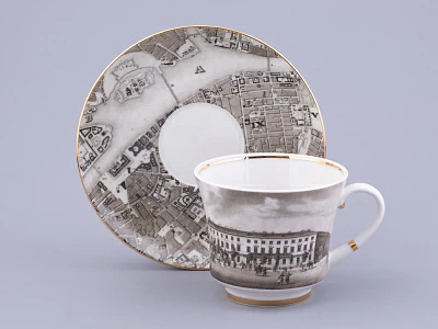 Чашка с блюдцем чайная, форма Банкетная, рисунок Великолепный Невский Малая Конюшенная, арт. 81.32686.00.1 Чашка с блюдцем чайная, форма Банкетная, рисунок Великолепный Невский Малая Конюшенная, арт. 81.32686.00.1