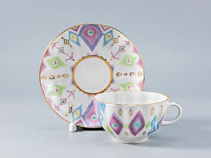 Сервиз чайный форма Тюльпан рисунок Перо павлина, 6 персон 14 предметов, арт. 81.27962.00.1