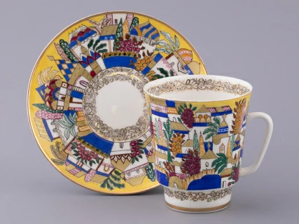 Чашка с блюдцем кофейная 165 мл.,  форма Майская,  рисунок Белые домики арт. 81.13844.00.1, 