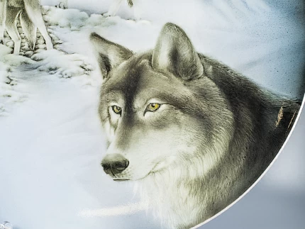 Блюдо декоративное 450 мм, форма Круглая, рисунок Волки, арт 80.88997.00.1