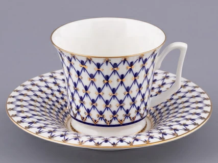Чашка с блюдцем чайная форма Юлия рисунок Кобальтовая сетка арт. 81.26235.00.1, 