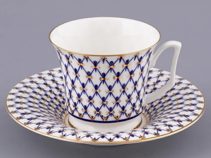Чашка с блюдцем чайная форма Юлия рисунок Кобальтовая сетка арт. 81.26235.00.1, 