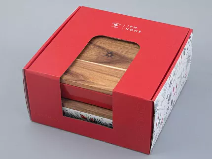 Набор для запекания с деревянной крышкой ( 2 предм.квадратные ) форма Стандартная рисунок Календа арт. 42.00043.00.1