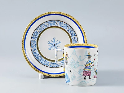 Сервиз чайный форма Гербовая рисунок Зимние забавы, 4 персон 11 предметов, арт. 81.14057.01.1