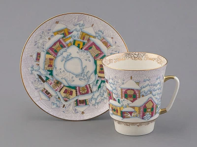 Чашка с блюдцем 165 мл форма Майская рисунок Зимний день, арт. 81.10375.00.1