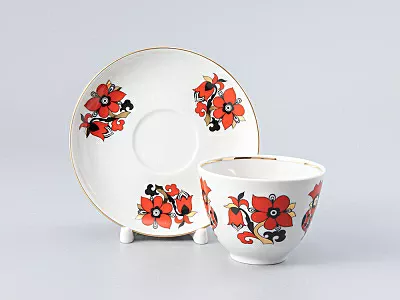 Чашка с блюдцем чайная Весенняя Красные петушки 250 мл арт. 81.15902.00.1