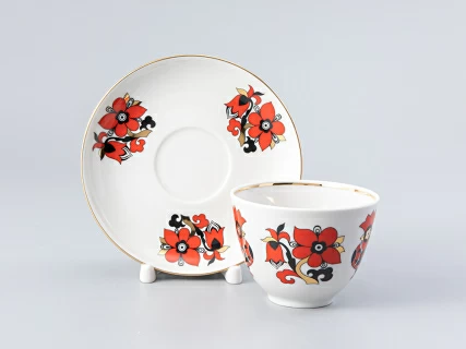 Чашка с блюдцем чайная Весенняя Красные петушки 250 мл арт. 81.15902.00.1, 