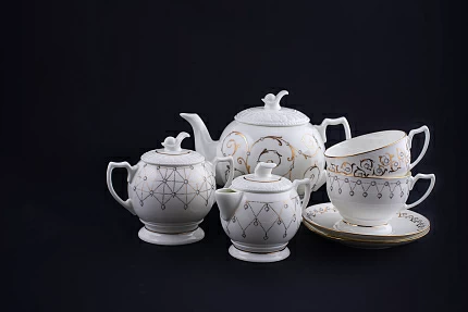 Сервиз чайный Жемчуг на форме Жемчужина, 7 предметов на 2 персоны, арт 61.20975.00.1