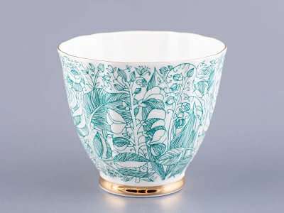 Чашка с блюдцем чайная 200 мл форма Гвоздика рисунок Лето Зеленое арт. 81.20071.00.1