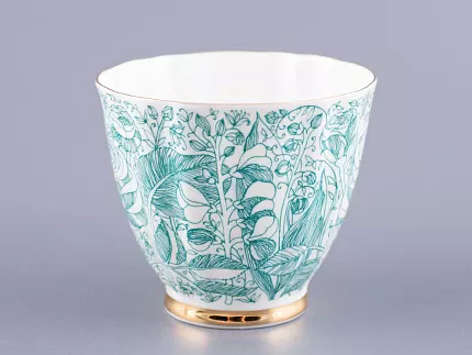 Чашка с блюдцем чайная 200 мл форма Гвоздика рисунок Лето Зеленое арт. 81.20071.00.1