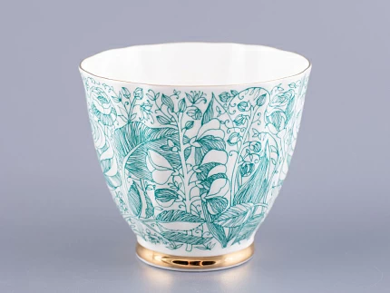 Чашка с блюдцем чайная 200 мл форма Гвоздика рисунок Лето Зеленое арт. 81.20071.00.1