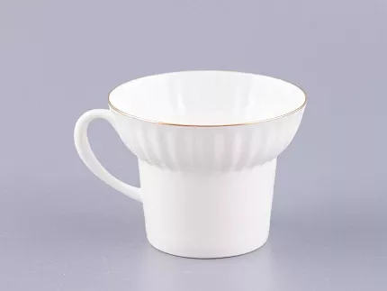 Чашка с блюдцем кофейная 155 мл форма Волна рисунок Золотой кантик арт. 81.13549.00.1