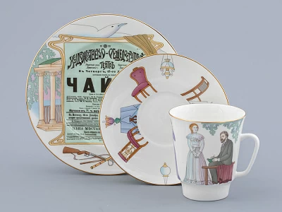 Трехпредметный комплект 165 мл форма Майская рисунок Чайка, арт. 81.31868.00.1 Трехпредметный комплект 165 мл форма Майская рисунок Чайка, арт. 81.31868.00.1