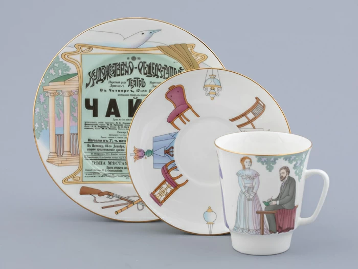 Трехпредметный комплект 165 мл форма Майская рисунок Чайка, арт. 81.31868.00.1,  Трехпредметный комплект 165 мл форма Майская рисунок Чайка, арт. 81.31868.00.1,