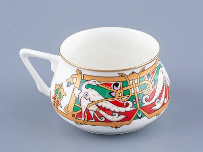 Чашка с блюдцем кофейная 180 мл.,  форма Билибина 1, рисунок Сказочные птицы арт. 81.16211.00.1