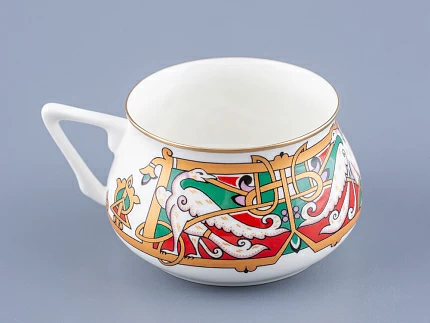 Чашка с блюдцем кофейная 180 мл форма Билибина 1 рисунок Сказочные птицы арт. 81.16211.00.1