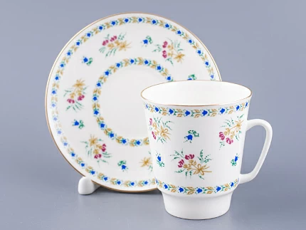 Чашка с блюдцем кофейная форма Майская рисунок Голубой колокольчик с отводкой арт. 81.14021.00.1