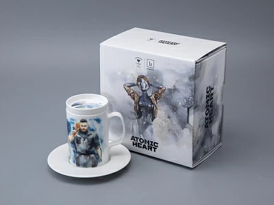 Бокал с блюдцем и крышкой 400мл в подарочной упаковке, форма Топ, рисунок Atomic Heart 1, арт 81.34448.00.1