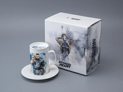 Бокал с блюдцем и крышкой 400мл в подарочной упаковке, форма Топ, рисунок Atomic Heart 1, арт 81.34448.00.1