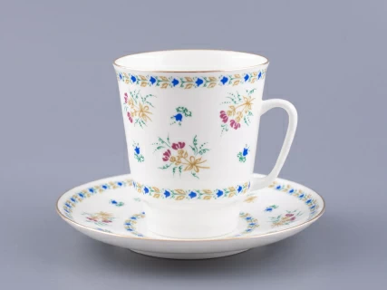 Чашка с блюдцем кофейная форма Майская рисунок Голубой колокольчик с отводкой арт. 81.14021.00.1, 