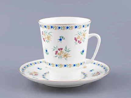 Чашка с блюдцем кофейная форма Майская рисунок Голубой колокольчик с отводкой арт. 81.14021.00.1