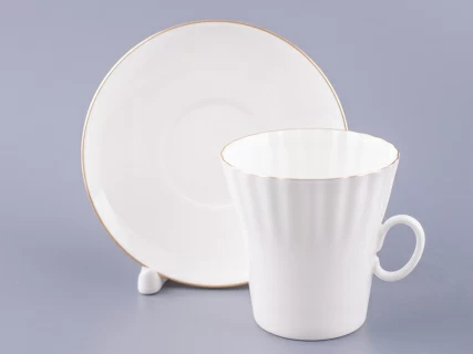 Чашка с блюдцем кофейная 175 мл.,  форма Одуванчик,  рисунок Золотой кантик арт. 81.13552.00.1, 