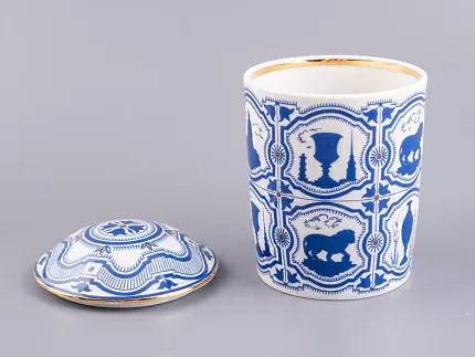 Бокал с блюдцем и с крышкой 380 мл форма Снежное утро рисунок Сувенир арт. 81.14830.00.1