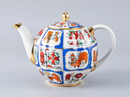 Чайник заварочный форма Тюльпан рисунок Русский лубок 600 мл арт. 80.05730.00.1, 