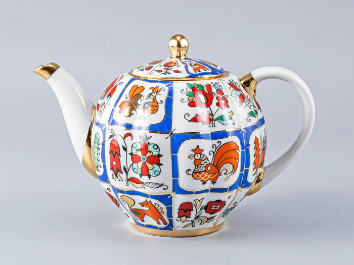 Чайник заварочный форма Тюльпан рисунок Русский лубок 600 мл арт. 80.05730.00.1, 