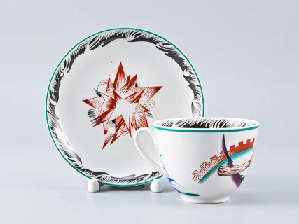 Чашка с блюдцем чайная форма Весенняя рисунок Серп, молот и шестерня, арт. 81.27947.00.1, 