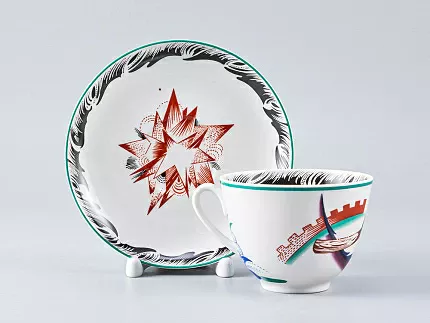 Чашка с блюдцем чайная форма Весенняя рисунок Серп, молот и шестерня, арт. 81.27947.00.1