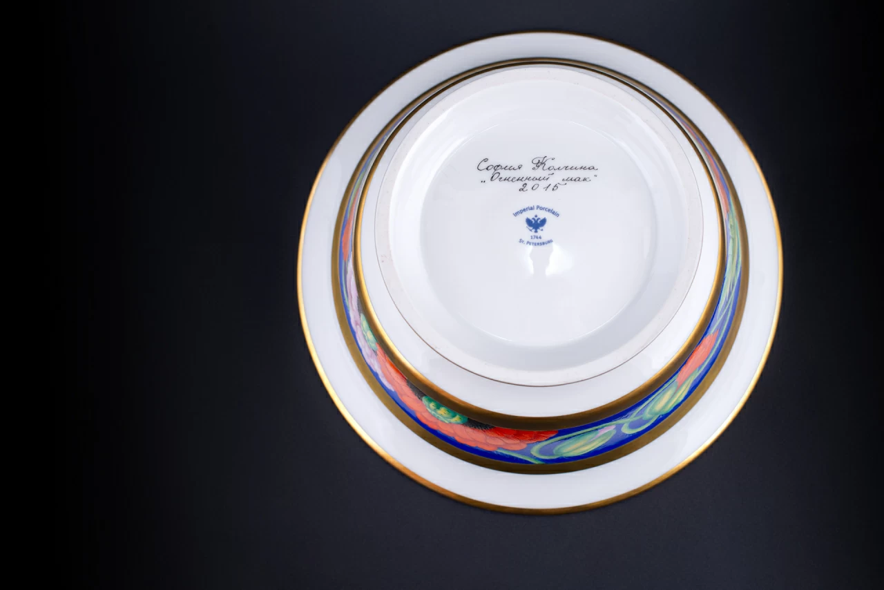 Салатник шести порционный, рисунок Огненный мак на форме Александрия, арт 60.01224.00.5, 