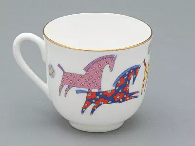 Чашка с блюдцем кофейная форма Ландыш рисунок Год лошади, арт. 81.33974.00.1