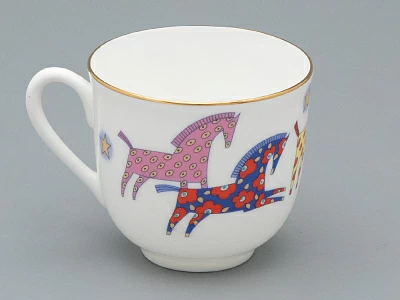 Чашка с блюдцем кофейная форма Ландыш рисунок Год лошади, арт. 81.33974.00.1
