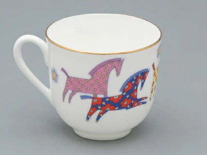 Чашка с блюдцем кофейная форма Ландыш рисунок Год лошади, арт. 81.33974.00.1, 