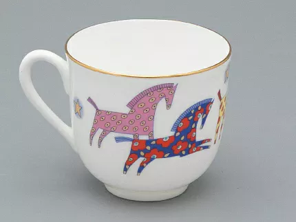 Чашка с блюдцем кофейная форма Ландыш рисунок Год лошади, арт. 81.33974.00.1