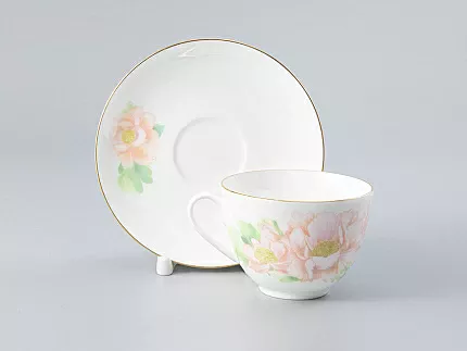 Чашка с блюдцем форма Весенняя-2 рисунок Нежный пион (зеленый), арт. 81.28779.00.1