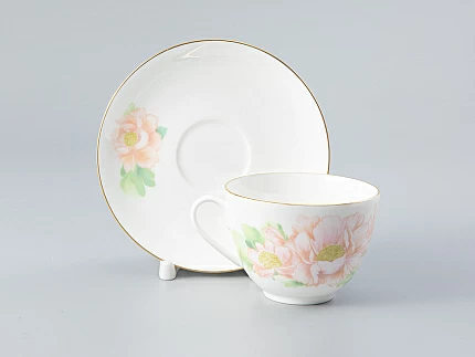 Чашка с блюдцем форма Весенняя-2 рисунок Нежный пион (зеленый), арт. 81.28779.00.1 Чашка с блюдцем форма Весенняя-2 рисунок Нежный пион (зеленый), арт. 81.28779.00.1