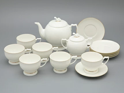 Сервиз чайный форма Жемчужина рисунок Золотая лента, 6 персон 14 предметов, арт. 81.26223.00.1 Сервиз чайный форма Жемчужина рисунок Золотая лента, 6 персон 14 предметов, арт. 81.26223.00.1